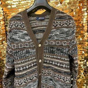 Brown and Gray Men's Cardigan Sweater
